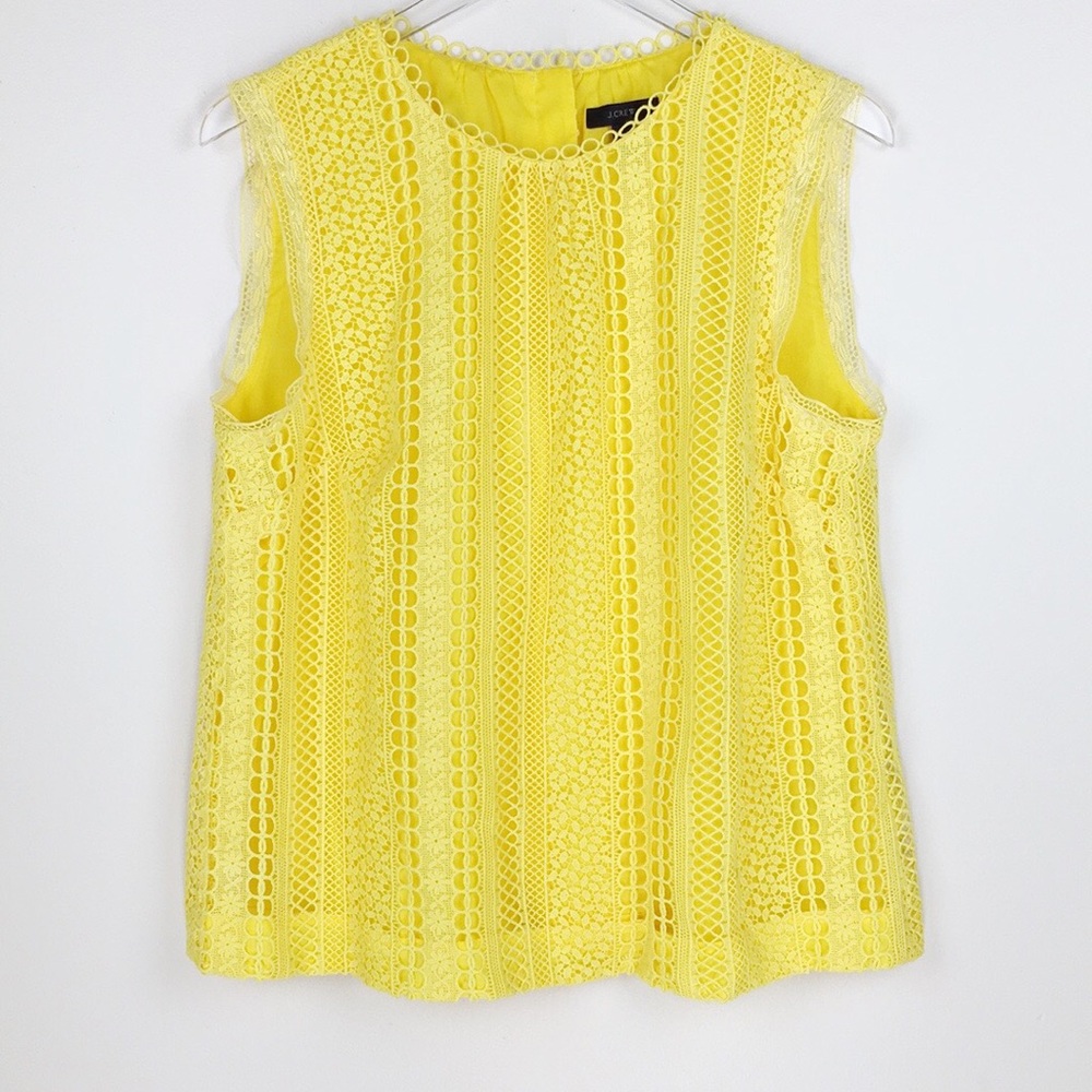 J. Crew Yellow Mixed Lace Sleeveless